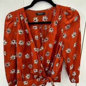 Madewell floral wrap blouse